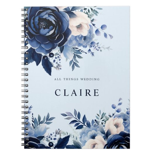 Blume von Blue Wedding Light Blue Notizblock (Vorderseite)