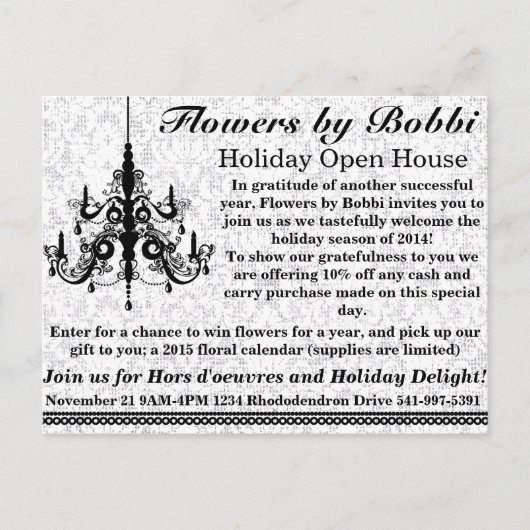 Blume von Bobbi Holiday Open House 2014 Einladungspostkarte (Vorderseite)