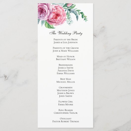 Blume von Boho. Bohemische Hochzeitsfeier Programm (Rückseite)