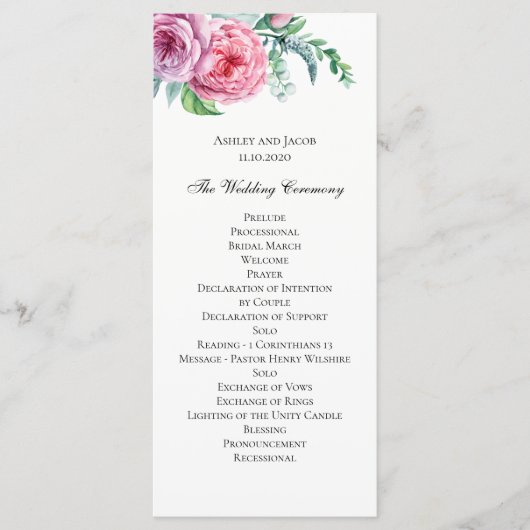 Blume von Boho. Bohemische Hochzeitsfeier Programm (Vorderseite)