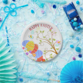 Blume von bunten Eiern und Vögeln - frohe Ostern Pappteller (Party)