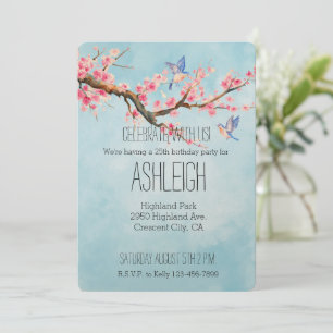 Blume von Cherry Blossom Vögel Einladung