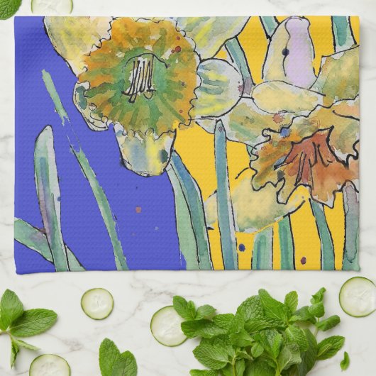 Blume von Daffodin Geschirrtuch (Gefaltet)