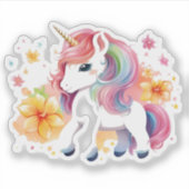 Blume von Einhorn-Anime Aufkleber (Vorderseite)