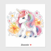 Blume von Einhorn-Anime Aufkleber (Blatt)
