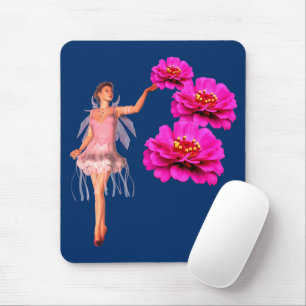 Blume von Fairy und Rosa Zinnia Mousepad