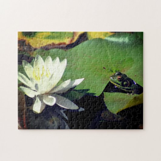 Blume von Frosch- und Lotus-Wasserlilie Puzzle (Horizontal)