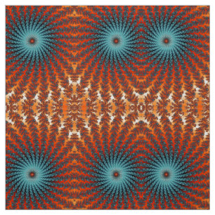 Blume von Funky Turquoise und Orange Spiral Frakta Stoff