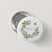 Blume von Gartenbäumen und Hummeln Button (Vorne & Hinten)