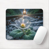 Blume von Glas in Eisenbahnschienen Mousepad (Mit Mouse)
