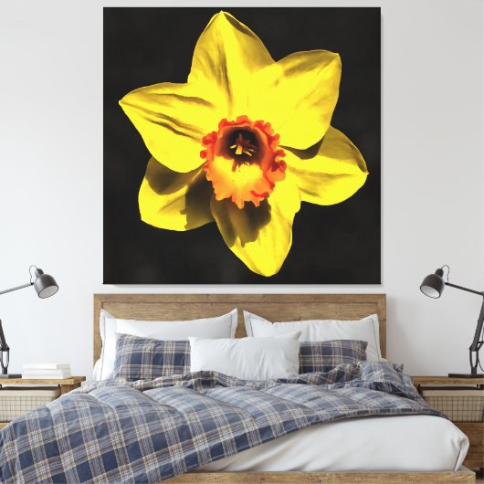 Blume von Graugelb-affodil Leinwanddruck (Insitu (Schlafzimmer))