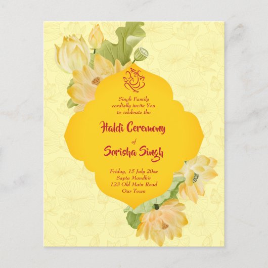 Blume von Haldi pithi gelb lotus (Vorderseite)