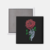 Blume von Hand Rote Rose Magnet (Vorderseite/Rückseite)