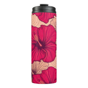Blume von handgezogenen Hibisken Vintag Thermosbecher