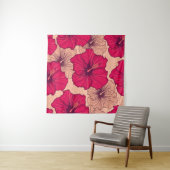 Blume von handgezogenen Hibisken Vintag Wandteppich (Beispiel (Horizontal))