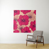 Blume von handgezogenen Hibisken Vintag Wandteppich (Beispiel)