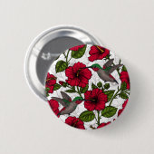 Blume von Hibisken und Kolibri Button (Vorne & Hinten)