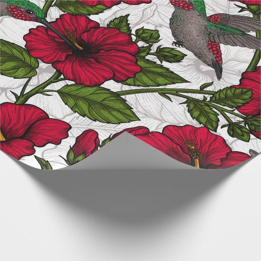 Blume von Hibisken und Kolibri Geschenkpapier (Ecke)