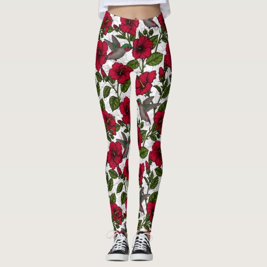 Blume von Hibisken und Kolibri Leggings (Vorderseite)