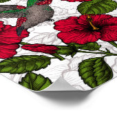 Blume von Hibisken und Kolibri Poster (Ecke)