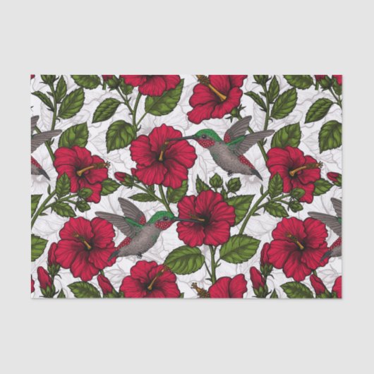 Blume von Hibisken und Kolibri Seidenpapier (Vorderseite)