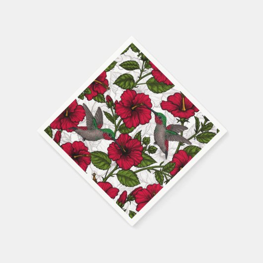 Blume von Hibisken und Kolibri Serviette (Ecke)