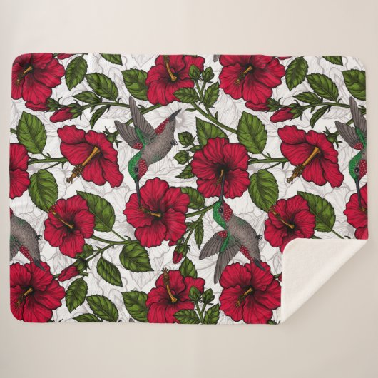 Blume von Hibisken und Kolibri Sherpadecke (Vorderseite (Horizontal))