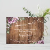 Blume von Holzleuchten vertagt Hochzeitsankündigun Einladung (Stehend Vorderseite)