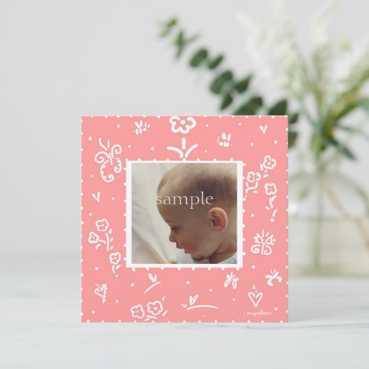 Blume von Lachs Geburtsankündigung Ankündigung (Stehend Vorderseite)