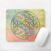 Blume von Leben-/Blume-DES Lebens - Gold bunt Mousepad (Mit Mouse)