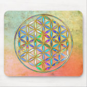 Blume von Leben-/Blume-DES Lebens - Gold bunt Mousepad (Vorne)