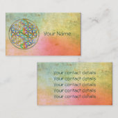 Blume von Leben-/Blume-DES Lebens - Gold bunt Visitenkarte (Vorne/Hinten)