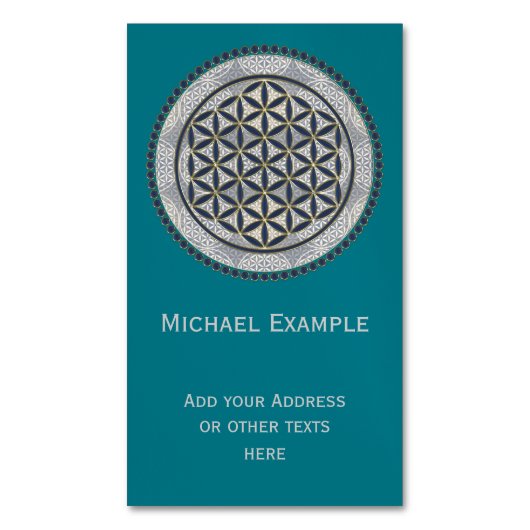 Blume von Leben-/Blume-DES Lebens - Knopf IX Magnetische Visitenkarte (Vorderseite Vertikal)