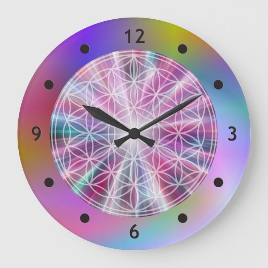 Blume von Leben-/Blume-DES Lebens - Knopf VII Große Wanduhr (Vorderseite)