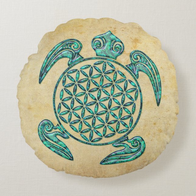 Blume von Leben-/Blume-DES Lebens Rundes Kissen (Vorderseite)