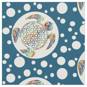 Blume von Leben-/Blume-DES Lebens - Schildkröte Stoff