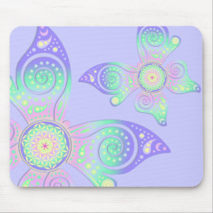 Blume von Leben-/Blume-DES Lebens - Schmetterling Mousepad