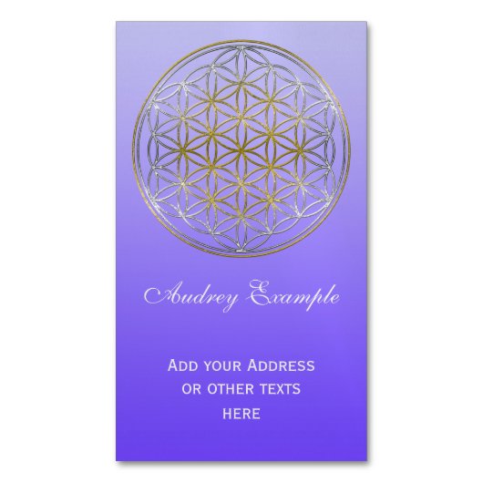 Blume von Leben-/Blume-DES Lebens - silbernes Gold Magnetische Visitenkarte (Vorderseite Vertikal)