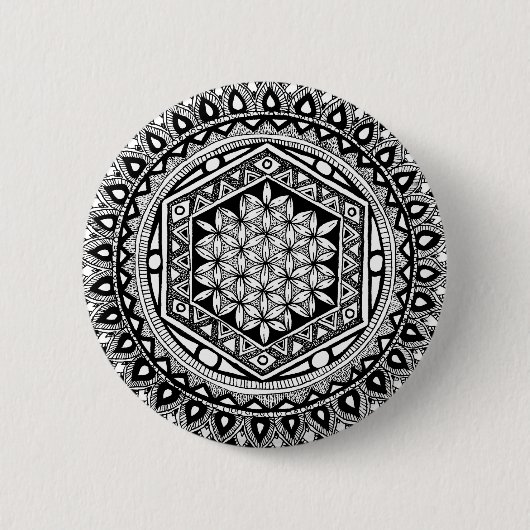 Blume von Leben Mandala Button (Vorderseite)