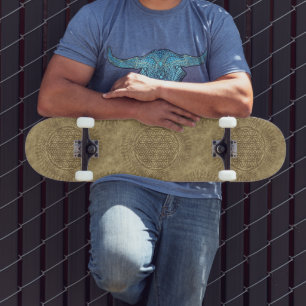 Blume von Leben - Sonne - nahtloses Muster 4 Skateboard