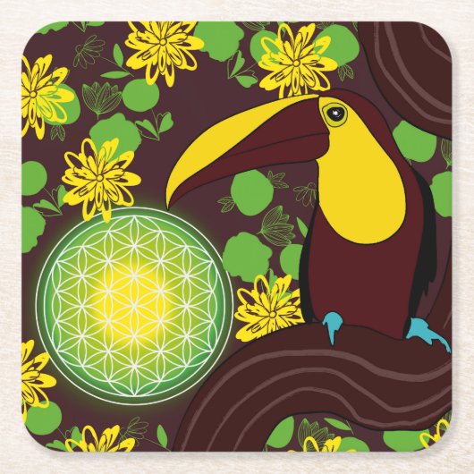 Blume von Lebendvogel Rechteckiger Pappuntersetzer (Vorderseite)