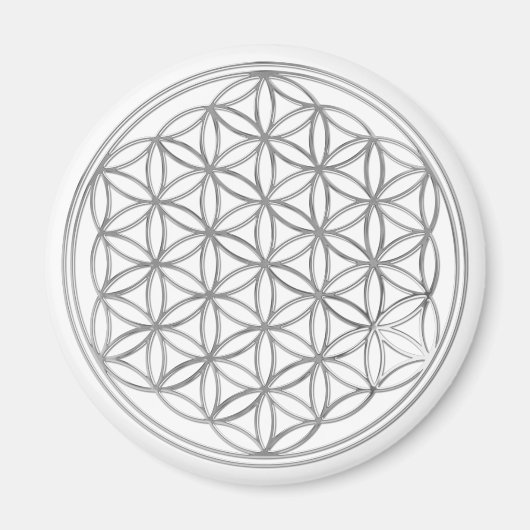 Blume von Leder/Silber Magnet (Vorne)