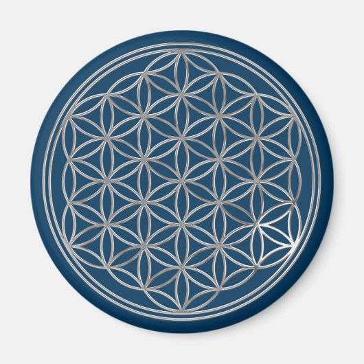 Blume von Leder/Silber Magnet (Vorne)