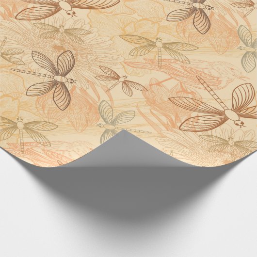 Blume von Libellen-Libellen Geschenkpapier (Ecke)
