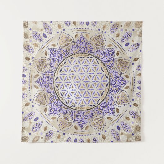 Blume von Life Dot Art Pastellen, Purpel und Gold Wandteppich (Vorderseite (Horizontal))