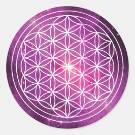 Blume von LIfe Pink Galaxy Runder Aufkleber
