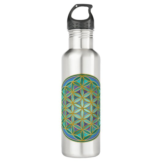 BLUME von LIFE - Sacred Geometrie Design 1 Edelstahlflasche (Vorderseite)