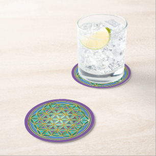 BLUME von LIFE - Sacred Geometrie Design 1 Runder Pappuntersetzer