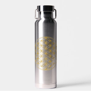 BLUME von LIFE - Sacred Geometrie Golden Style Trinkflasche