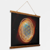 BLUME von LIFE - Sacred Geometrie Golden Style Wandteppich Mit Holzrahmen (Gewinkelt)
